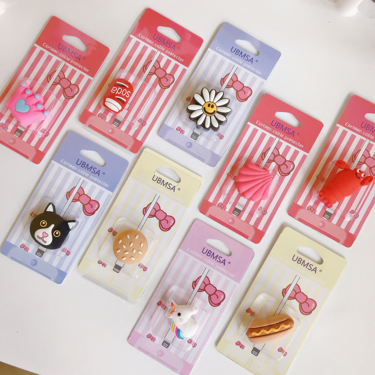 创意热狗包咬一口数据线保护套适用苹果卡通女充电线保护头硅胶软