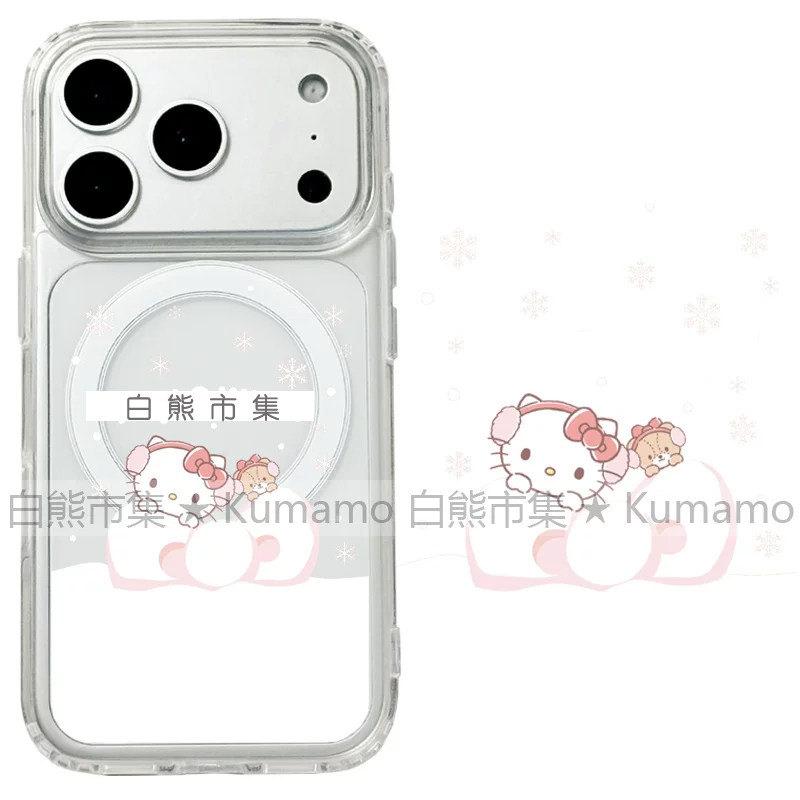 适用iphone17promax苹果16手机壳MagSafe磁吸15支架14透明13雪花17卡通26ultra日系kitty猫kt猫少女保护套16e