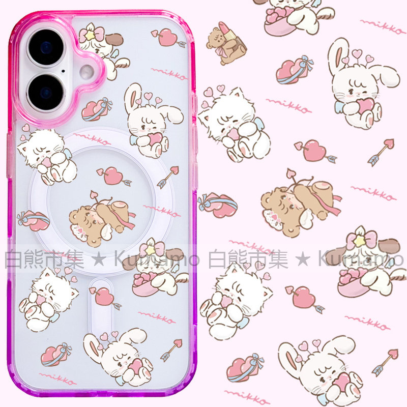 适用iphone17promax苹果17手机壳MagSafe磁吸16渐变15撞色透明保护套华为三星s25ultra韩风mikko小兔小猫卡通