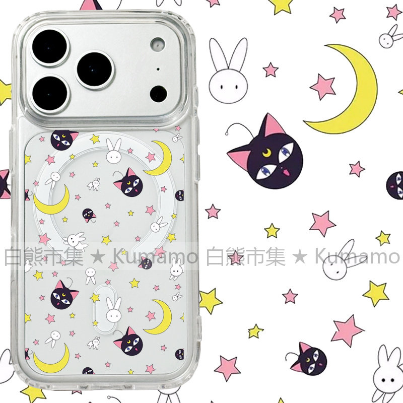 适用iphone17promax苹果17手机壳MagSafe磁吸15支架14透明13美少女战士16露娜猫26ultra月亮少女兔子12保护套
