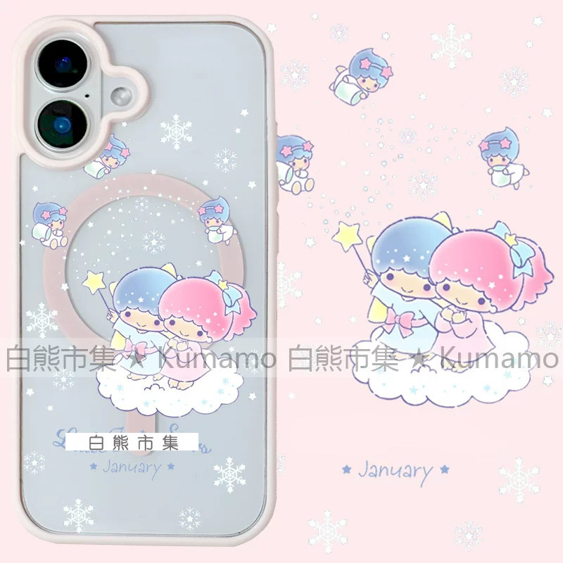 适用iphone17promax苹果17手机壳MagSafe磁吸15支架14透明13雪花双子星25ultra日系12卡通16保护套女7/8plus