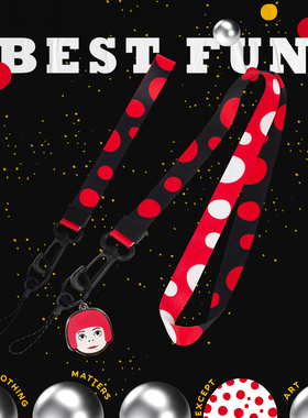 原创设计手机壳挂绳挂脖手腕草间弥生吊牌卡套工牌校园卡挂绳