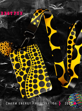 原创设计波点卡通艺术手机壳挂绳挂脖手机链胸卡证件卡套校园卡