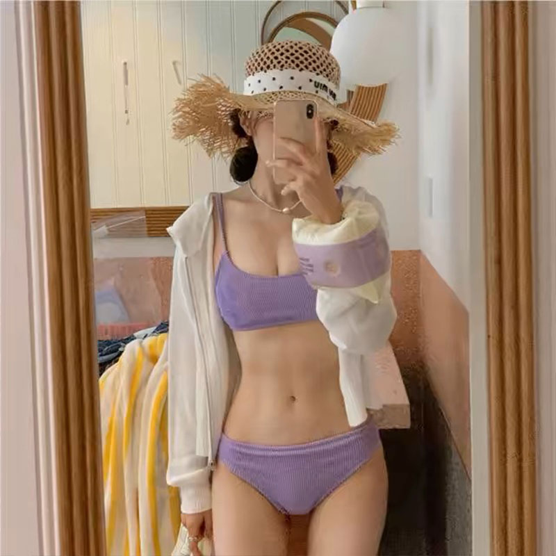 特价泳衣女分体三角紫色比基尼