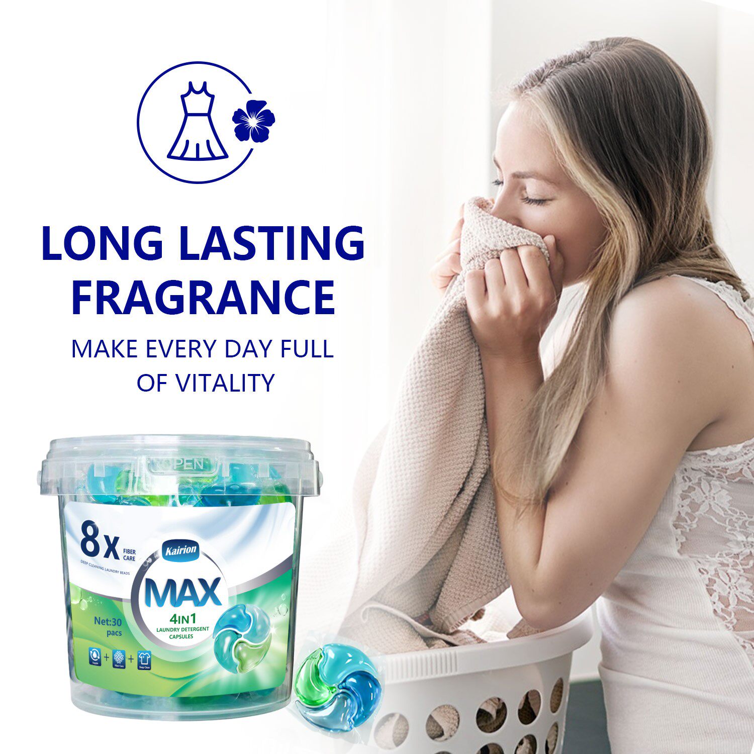 【英国同款】MAX30粒洗衣凝珠洁净柔顺护衣护色抑菌除螨30天留香