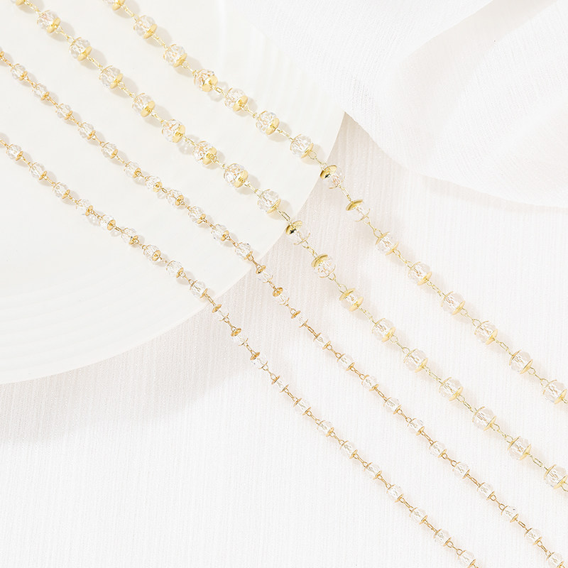 COLOR-RETAINING COPPER PLATED 14K REAL GOLD HOLDER CRYSTAL BEAD CHAIN EYE CHAIN HANDMADE DIY LOOSE CHAIN BRACELET NECKLACE ACCESSORIES