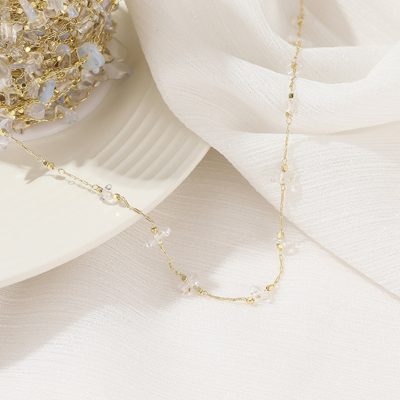 TRANSPARENT WHITE NATURAL STONE COLOR-KEEPING CHAIN BAG 14K REAL GOLD HANDMADE LOOSE CHAIN DIY BRACELET NECKLACE NECKLACE WOMENS MAKING MATERIALS