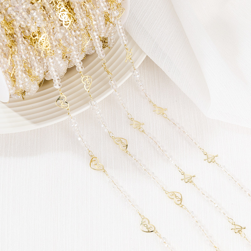 COPPER PLATED 14K GOLD COLOR-RETAINING CRYSTAL BEADS LOVE CHAIN DIY NECKLACE CUPID ARCHER CHAIN LOOSE CHAIN ACCESSORIES