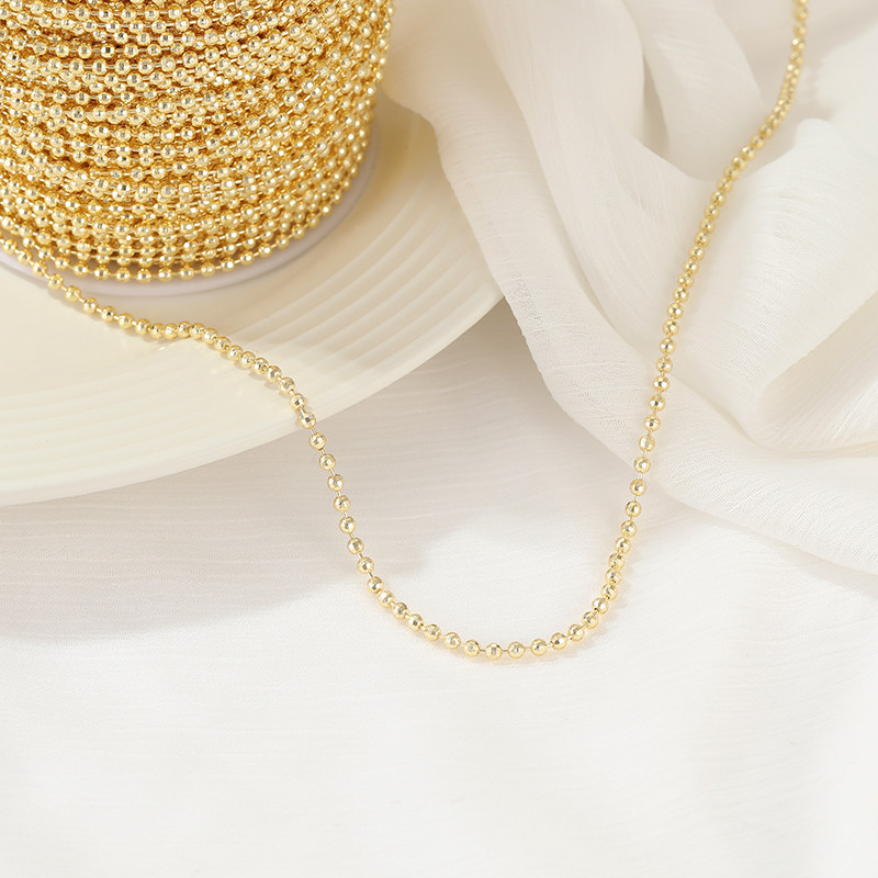 14K GOLD-FILLED COLOR-RETAINING LASER BEAD CHAIN 2.5MM BEAD CHAIN HANDMADE DIY NECKLACE MATERIAL BRACELET JEWELRY ACCESSORIES