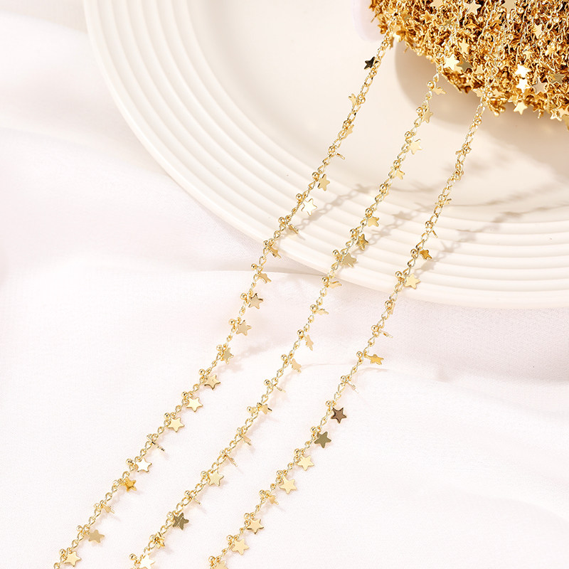 COLOR-RETAINING COPPER CHAIN 14K GOLD-FILLED CLIP FIVE-POINTED STAR HANDMADE CHAIN NECKLACE ACCESSORIES BRACELET MATERIAL HANDMADE DIY LOOSE CHAIN
