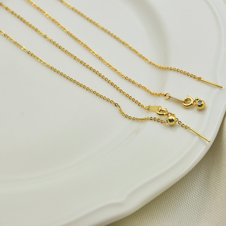 18K GOLD-FILLED COLOR-RETAINING UNIVERSAL NECKLACE GOLD PIN TYPE FLAT O CHAIN ADJUSTMENT TELESCOPIC CHAIN HANDMADE DIY MATERIAL JEWELRY ACCESSORIES