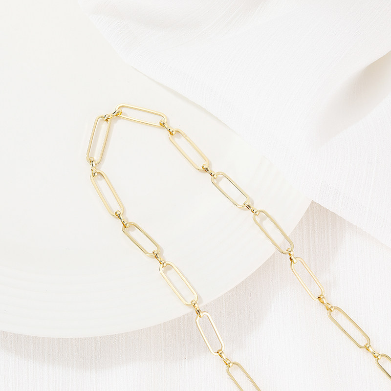 14K GOLD-FILLED COLOR-RETAINING BUCKLE RECTANGULAR CHAIN OVAL O-SHAPED CHAIN DIY BRACELET LONG O-CHAIN NECKLACE JEWELRY LOOSE CHAIN ACCESSORIES