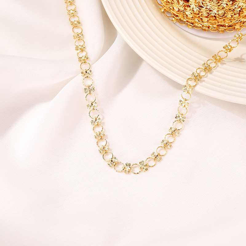 HANDMADE CHAIN COPPER PACKAGE 14K REAL GOLD CHAIN DIAMOND ROUND LOOSE CHAIN NECKLACE DIY ACCESSORIES BRACELET TASSEL JEWELRY MATERIAL
