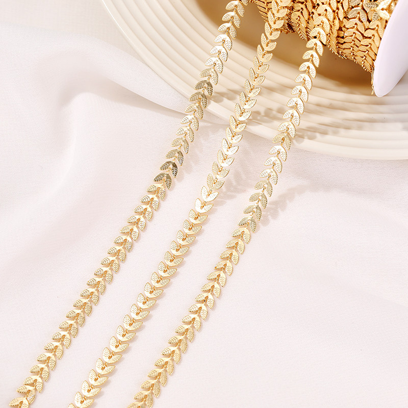 14K GOLD-FILLED COLOR-RETAINING EMBOSSED LEAF CHAIN WILLOW LEAF NECKLACE BRACELET MATERIAL LOOSE CHAIN EAR JEWELRY HAND-MADE DIY ACCESSORIES