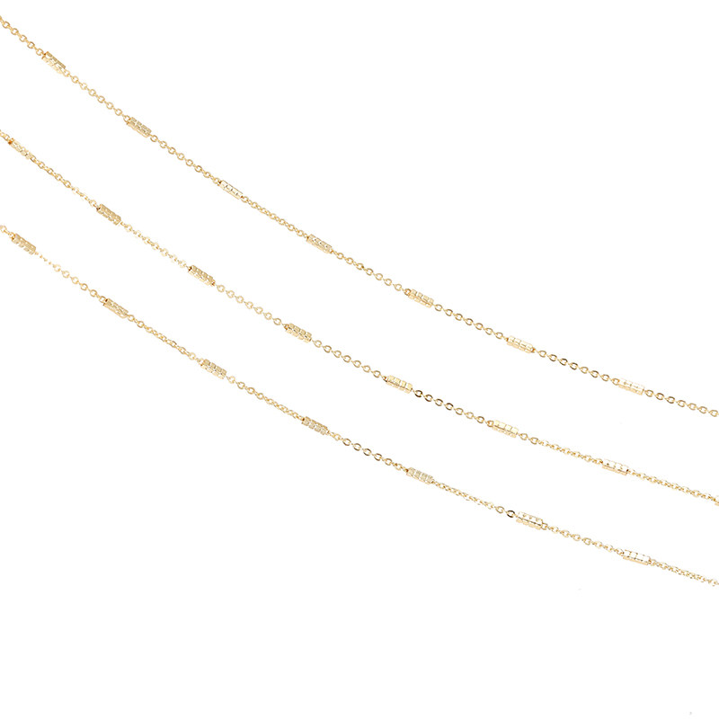 14K GOLD-FILLED COLOR-RETAINING SQUARE TUBE CHAIN O-CHAIN BRACELET CROSS CHAIN ACCESSORIES HAND-MADE DIY NECKLACE LOOSE CHAIN MATERIAL