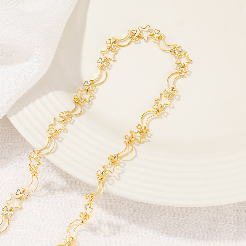HANDMADE CHAIN COPPER PACKAGE 14K REAL GOLD STAR CHAIN MOON LOOSE CHAIN NECKLACE DIY MATERIAL ACCESSORIES BRACELET TASSEL JEWELRY