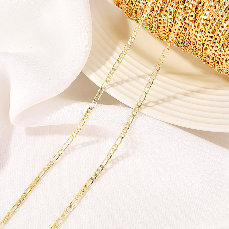14K GOLD-FILLED COLOR-RETAINING FLATTENED O-SHAPED CHAIN LOOSE CHAIN CHAIN CROSS CHAIN DIY NECKLACE JEWELRY BRACELET TASSEL MATERIAL