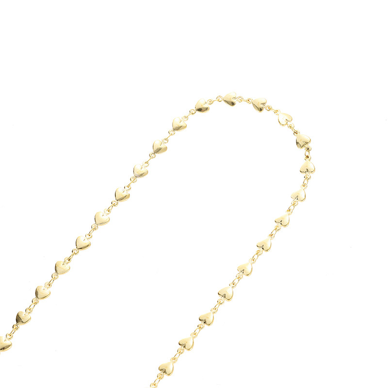 COLOR RETENTION DIY CHAIN COPPER PLATED 14K REAL GOLD SOLID PEACH HEART NECKLACE LOOSE CHAIN BRACELET ACCESSORIES MATERIAL HANDMADE ACCESSORIES