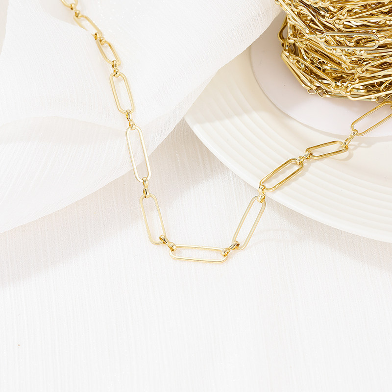 14K GOLD-FILLED COLOR-RETAINING BUCKLE RECTANGULAR CHAIN OVAL O-SHAPED CHAIN DIY BRACELET LONG O-CHAIN NECKLACE JEWELRY LOOSE CHAIN ACCESSORIES