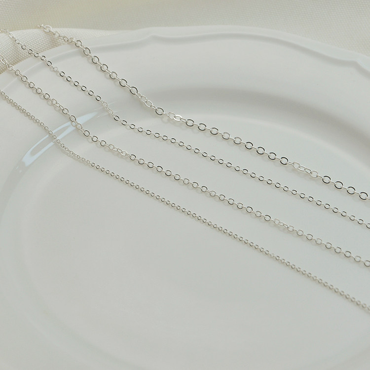 COPPER CHAIN PLATED S COLOR-PRESERVING FLAT O-CHAIN CROSS CHAIN SILVER-COATED LOOSE CHAIN HANDMADE DIY NECKLACE JEWELRY ACCESSORIES