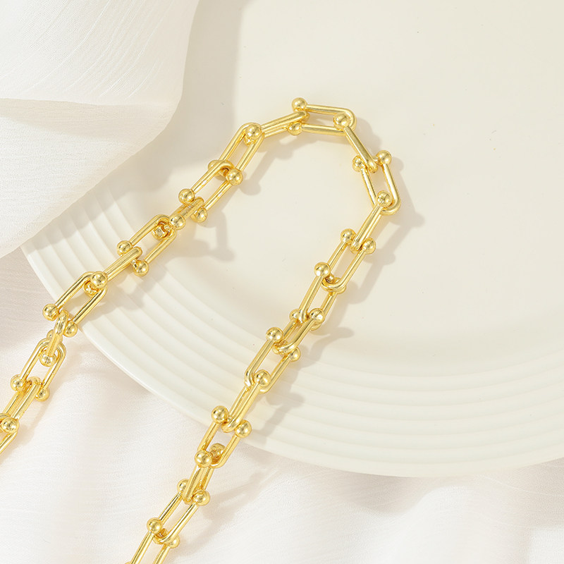 14K GOLD COLOR-PRESERVING U-SHAPED CHAIN EUROPEAN AND AMERICAN STYLE CHAIN HANDMADE NECKLACE DIY MATERIAL BRACELET EARRINGS JEWELRY LOOSE CHAIN