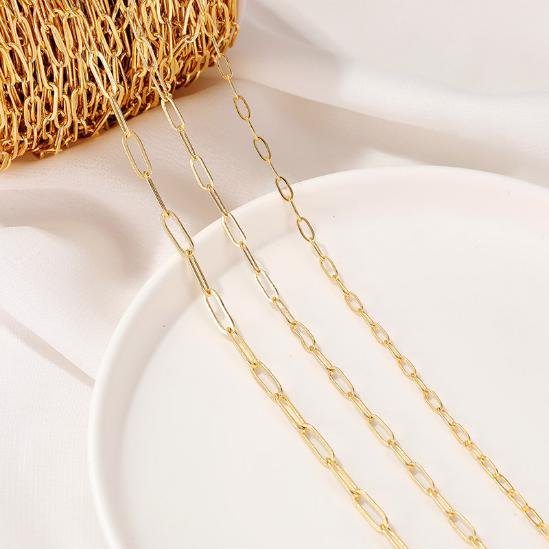 14K GOLD-FILLED STRONG COLOR-RETAINING RECTANGULAR CHAIN OVAL O-SHAPED CHAIN DIY BRACELET LONG O NECKLACE JEWELRY MATERIAL LOOSE CHAIN ACCESSORIES