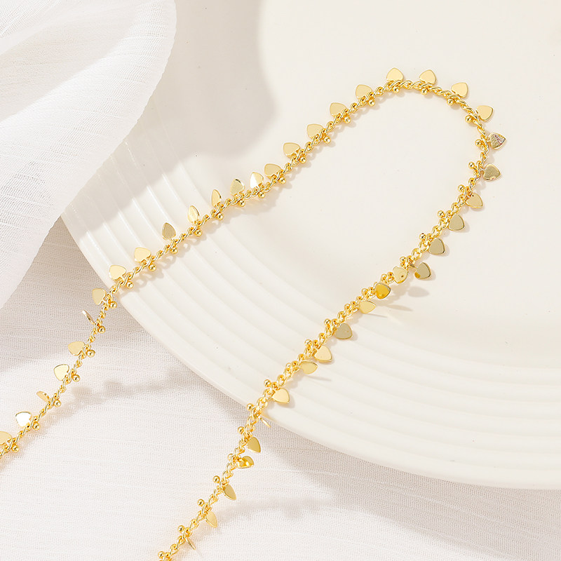 COPPER PACKAGE 14K REAL GOLD COLOR CLIP LOVE ROUND HANDMADE CHAIN NECKLACE ACCESSORIES BRACELET MATERIAL HANDMADE DIY LOOSE CHAIN