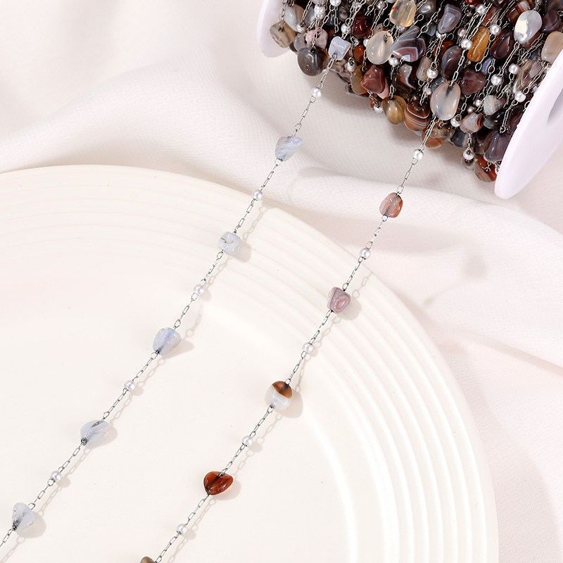 NATURAL STONE TITANIUM STEEL CHAIN IRREGULAR STONE CHAIN BRACELET JEWELRY DIY NECKLACE ACCESSORIES EARRING CHAIN MATERIAL LOOSE CHAIN