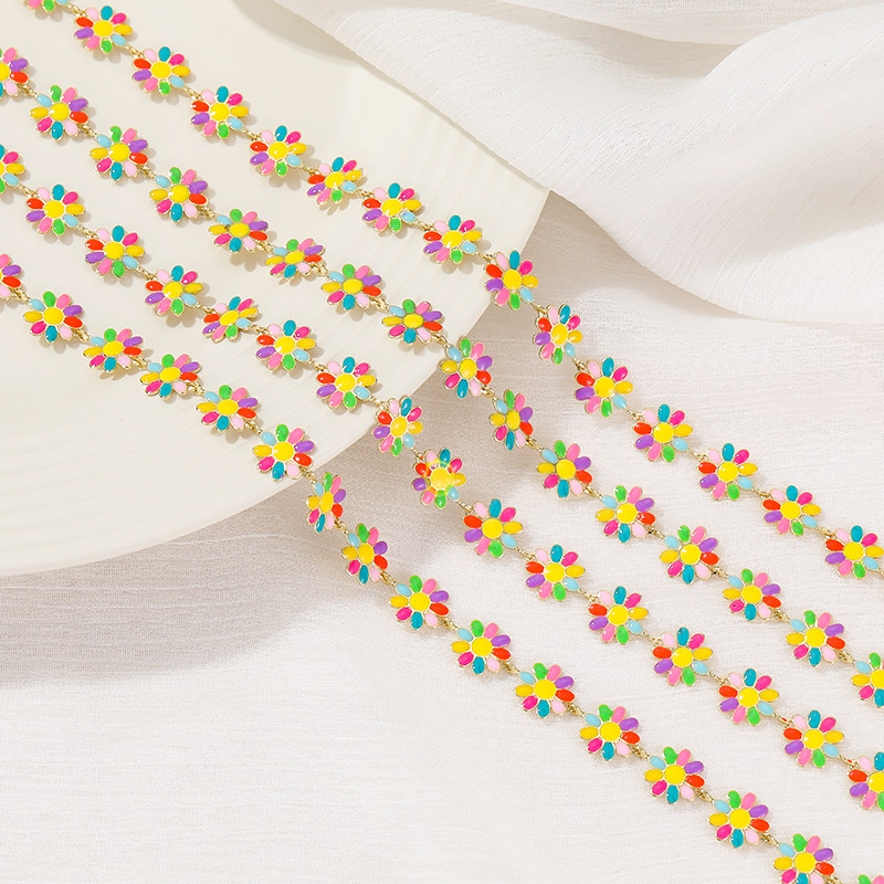 COLOR DROP GLAZE MULTI-COLOR DAISY CHAIN COLOR-RETAINING 14K GOLD-FILLED CHAIN NECKLACE BRACELET MATERIAL DIY JEWELRY ACCESSORIES