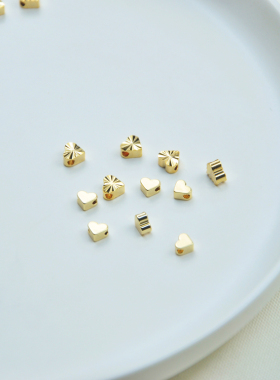 diy14k包金桃心珠批花饰品配件