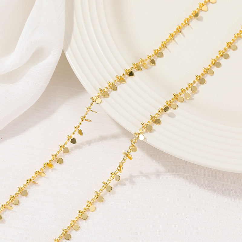 COPPER PACKAGE 14K REAL GOLD COLOR CLIP LOVE ROUND HANDMADE CHAIN NECKLACE ACCESSORIES BRACELET MATERIAL HANDMADE DIY LOOSE CHAIN