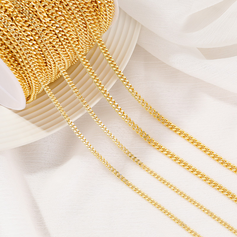 COPPER-CLAD 14K GOLD COLOR-PRESERVING CUBAN CHAIN CHAIN CLAVICLE CHAIN SNAKE BONE NECKLACE DIY MATERIAL BRACELET HAND-MADE JEWELRY ACCESSORIES