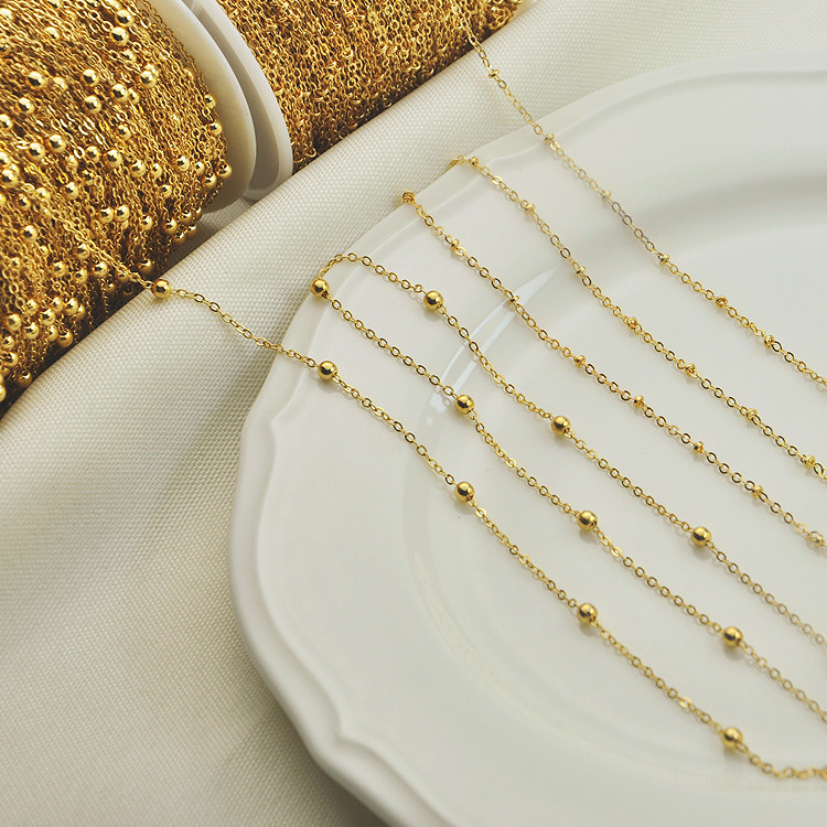 14K GOLD-FILLED COLOR-RETAINING FLAT O CHAIN BEAD CHAIN BEAD CHAIN JEWELRY ACCESSORIES HANDMADE DIY BRACELET NECKLACE MATERIAL