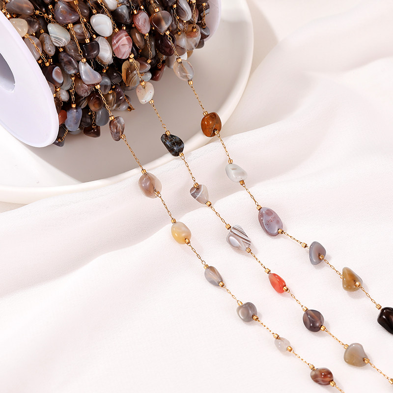 NATURAL STONE CHAIN 14K BAG REAL GOLD IRREGULAR STONE CHAIN DIY NECKLACE ACCESSORIES BRACELET JEWELRY MATERIAL LOOSE CHAIN