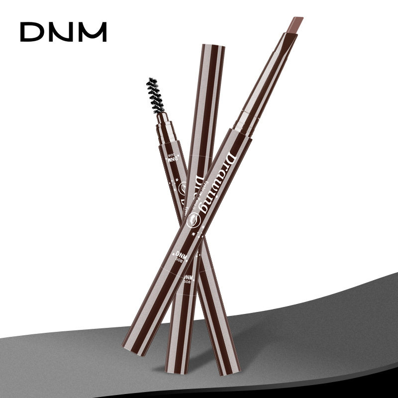 DNM五色可选双头眉笔带眉刷三角笔头自动旋转防水防汗3D彩妆DMN