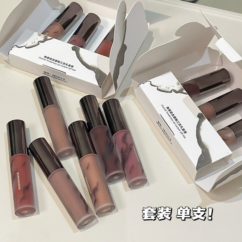 HERORANGE~焦柔欲念唇釉雾面哑光丝绒不易拔干显色提气色 HERANGE