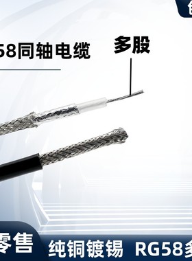 RG58C/U 50欧姆 SYV50-3镀锡铜RG58多芯 单芯同轴电缆 RF射频馈线