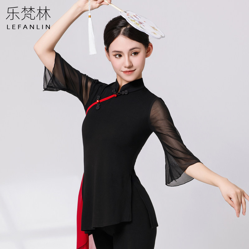 乐梵林舞蹈服红黑撞色