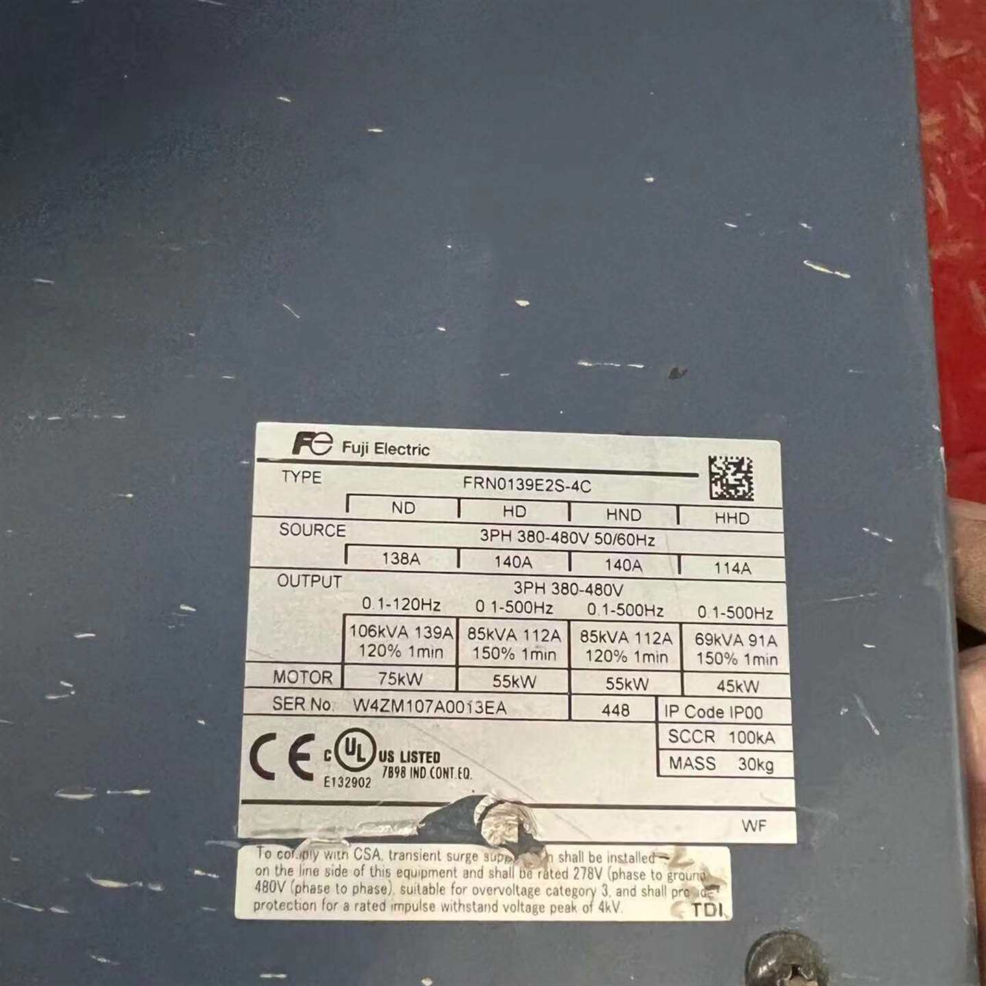 {议价}富士变频器 FRN0168E2S-4C、75kw(4500)