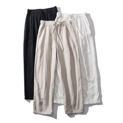 亚麻长裤弯刀裤新疆棉混纺休闲裤百搭男生高级感裤子3622-FF6801