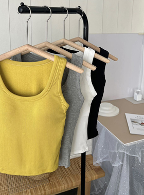 宽肩带女士固定乳胶杯梳棉磨毛发热螺纹打底背心 5871-99133