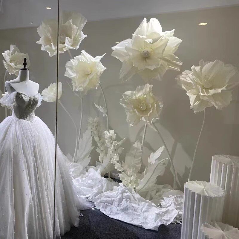 大型手工纸艺花商场橱窗美陈装饰花艺摆件婚纱店摄影道具巨型纸花