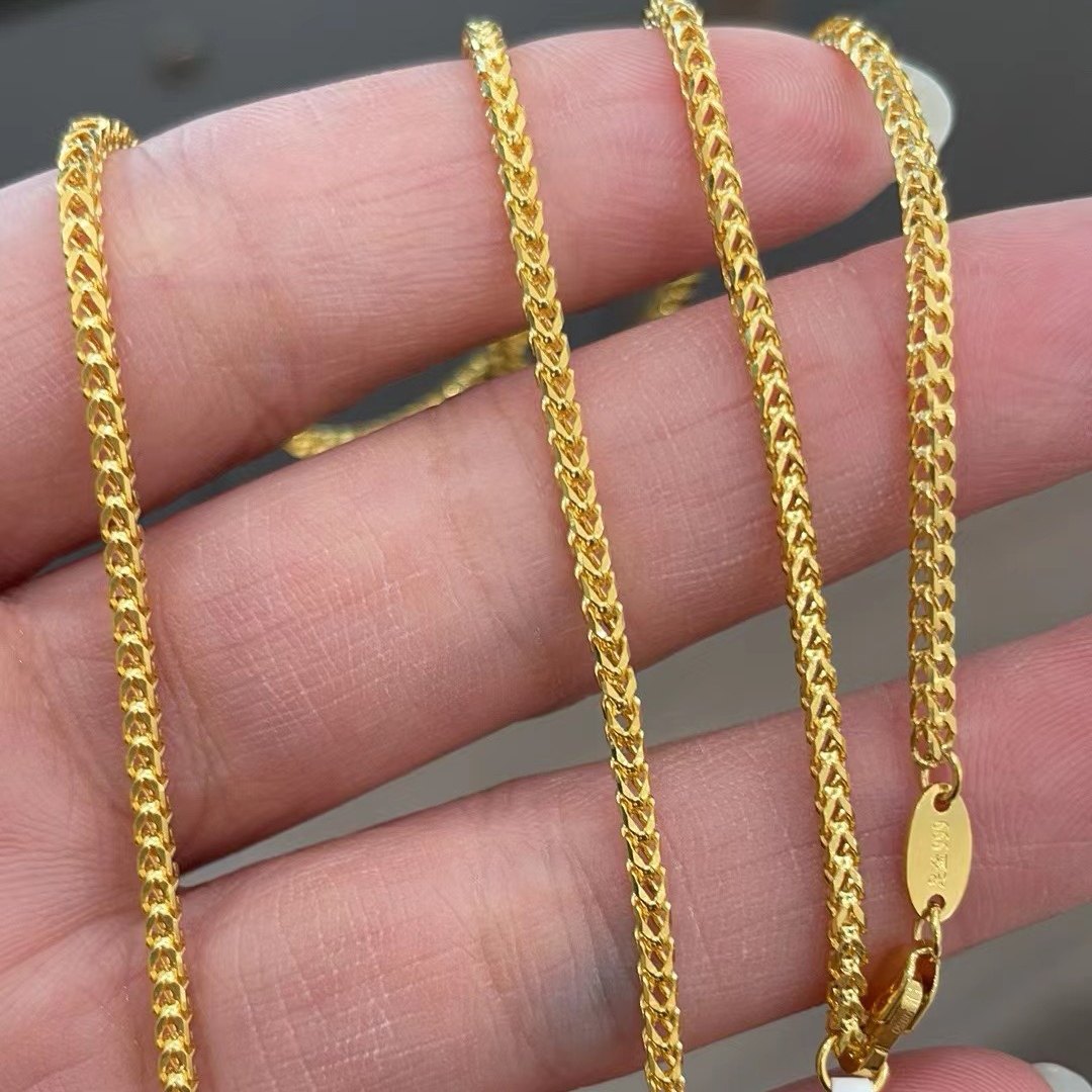 au999足黄金5g鱼骨肖邦项链定制长度60厘米ogen欧琴珠宝