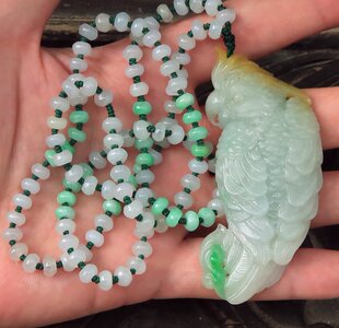 {天上飞琼}隆和斋藏极美精工老坑三彩翡翠鹦鹉挂件帝王黄正阳绿美