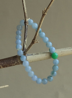 {南枝}隆和斋复古缅甸老坑冰种满紫罗兰翡翠手串手链玉石链阳绿珠