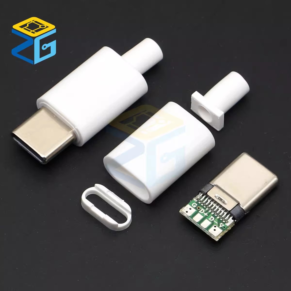 TYPE-C公头 带外壳 USB 带板焊线式接口 DIY插头 数据线手机维修