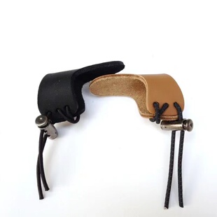 弓箭皮扳指黑色棕色蒙式扳指大拇指垫片护指传统弓射箭拉弦手护手