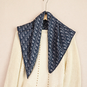 百搭保暖围巾中方巾65 好品质真丝羊毛澳毛丝巾秋冬季 D字蓝调