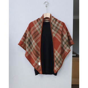 邂逅英格兰 英伦格子 精品山羊绒三角巾形披肩秋冬季保暖双面围巾