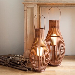 JK慕空间 新中式落地竹编灯笼风灯烛台 茶室民宿酒店氛围装饰地灯